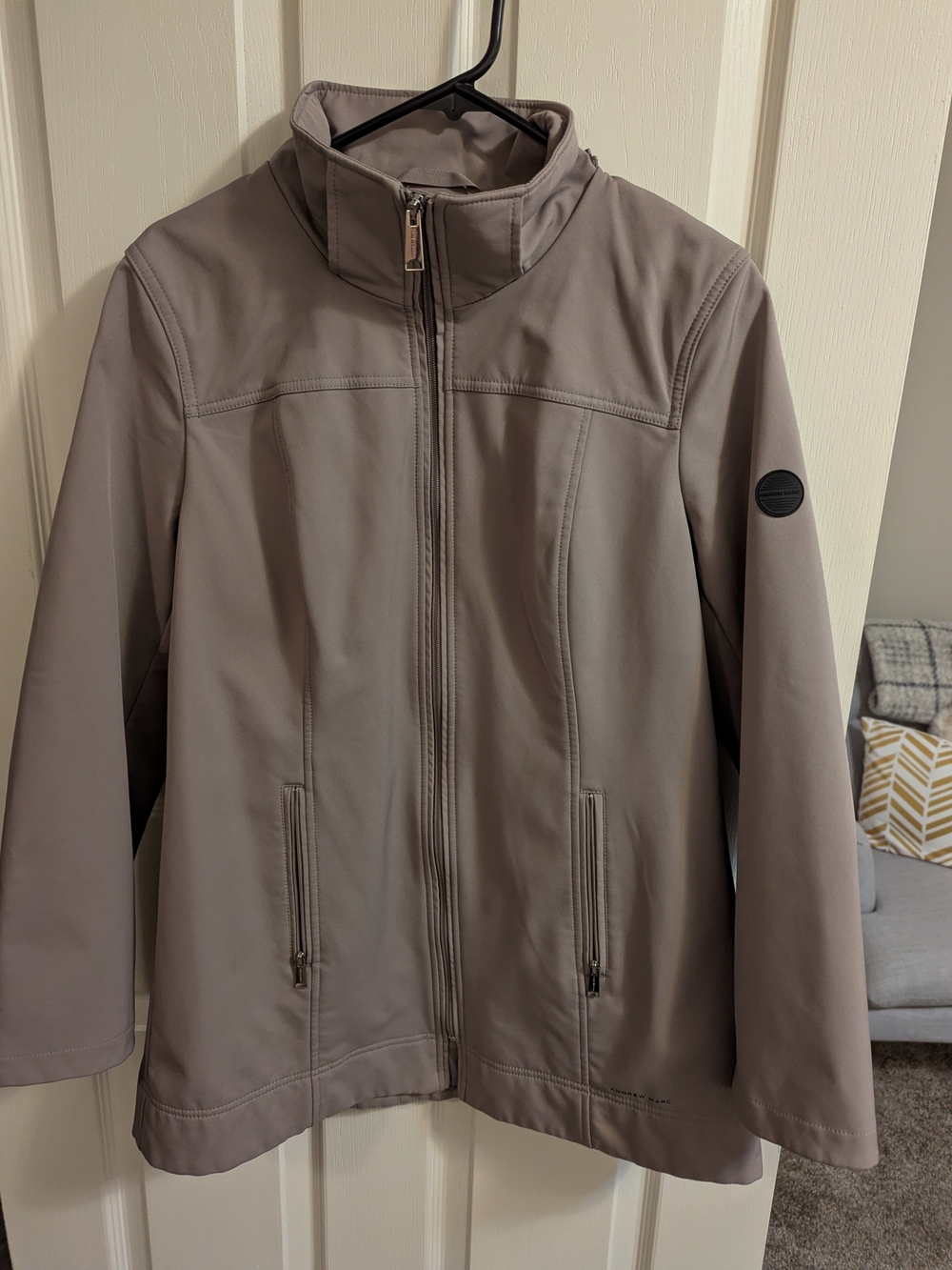 Andrew Marc Women's Taupe Zip-Front Lightweight Jacket